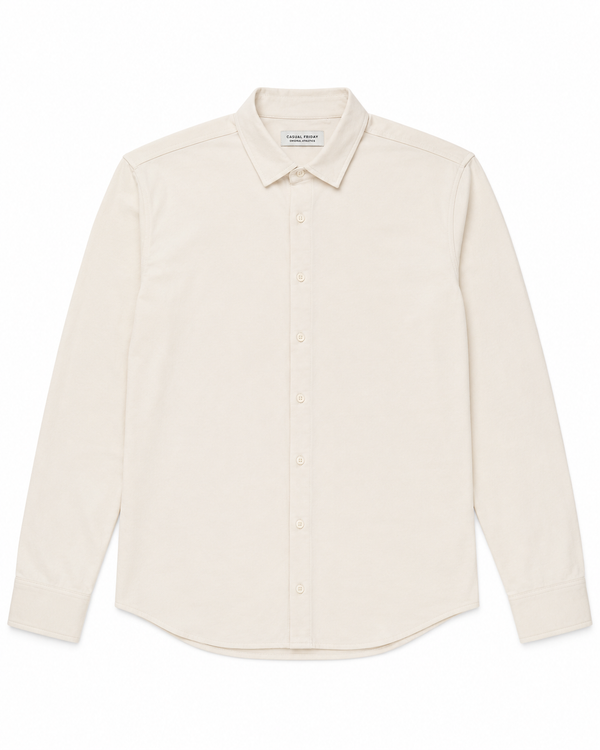 Casual Friday CFFollke LS Jersey Shirt - White Flannel