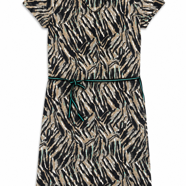 Sandwich Dress - Gray / White / Black