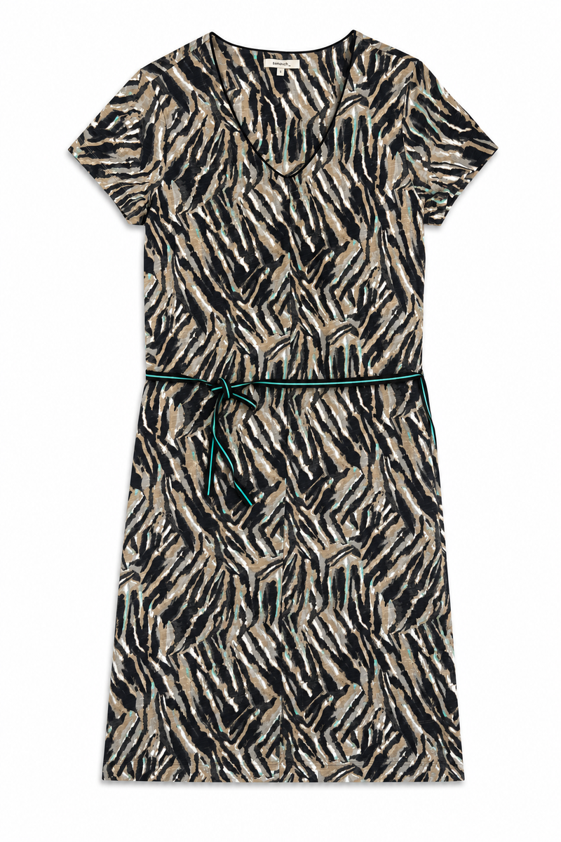 Sandwich Dress - Gray / White / Black