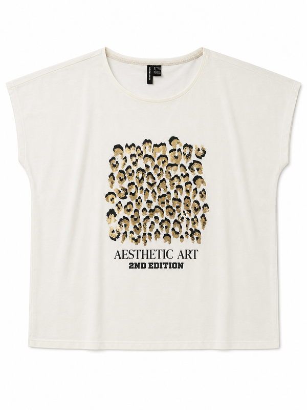 Vero Moda Curve Aesthetic Art Print Top - Snow White