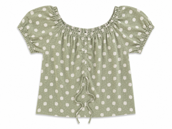 Vero Moda VMJrsMilo SS Off-Shoulder Top - Desert Sage / Snow White