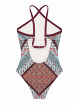 O’Neill PW Print Halter Swimsuit - White / Blue