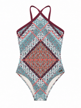 O’Neill PW Print Halter Swimsuit - White / Blue