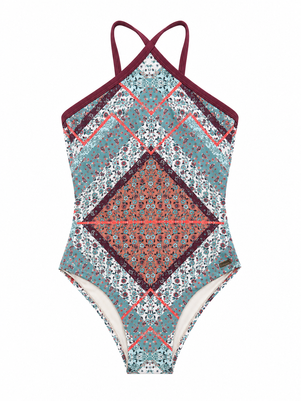 O’Neill PW Print Halter Swimsuit - White / Blue