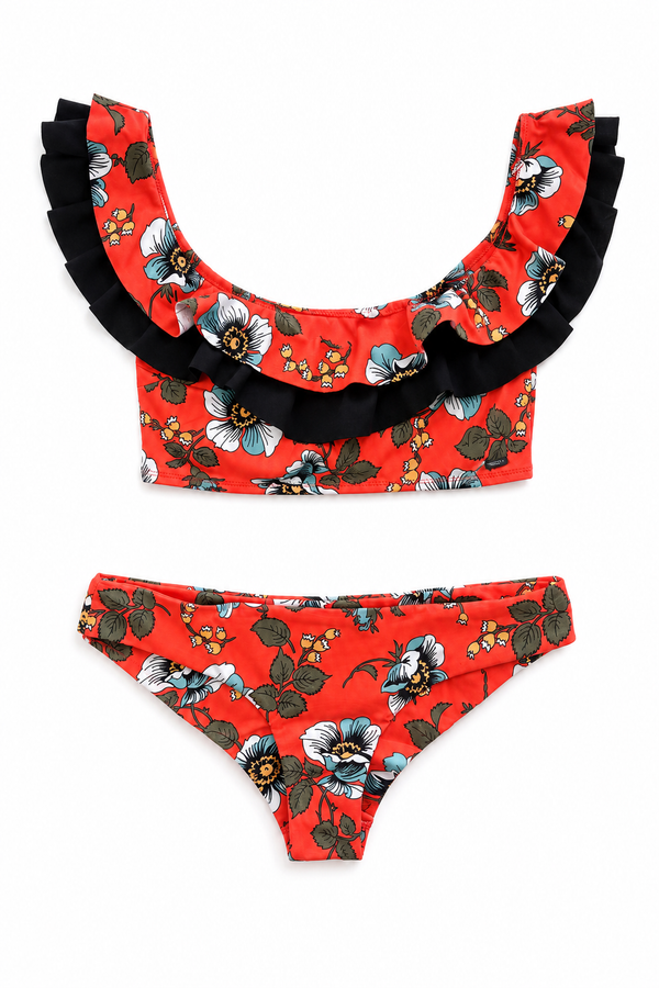 O’Neill Flouncy Bandeau Swimsuit - Red / Blue