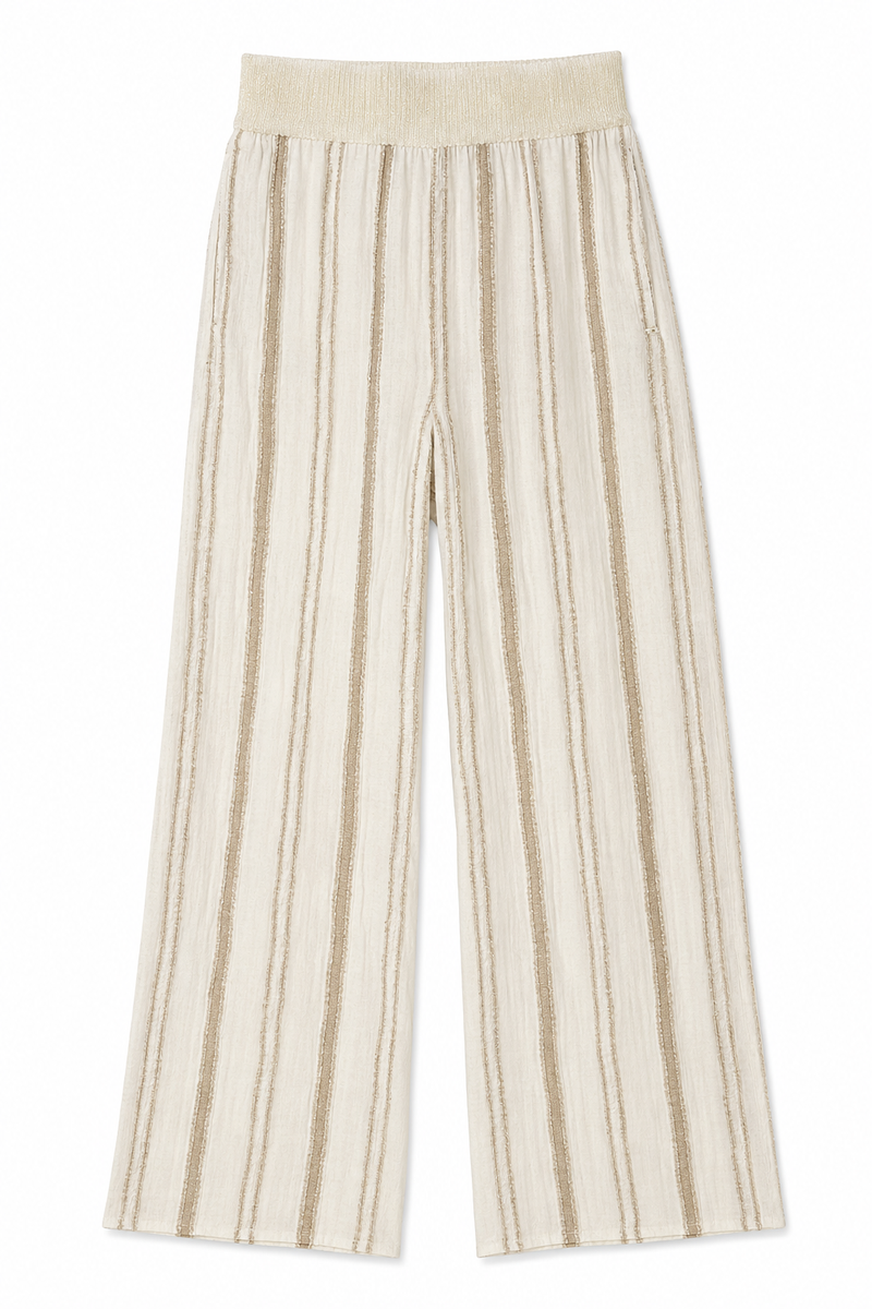 Coato Beige Elastic Waist Pants - Beige