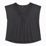 Vero Moda VMSafa V-hals Kanten Top - Asphalt