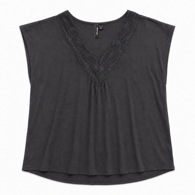 Vero Moda VMSafa V-hals Kanten Top - Asphalt