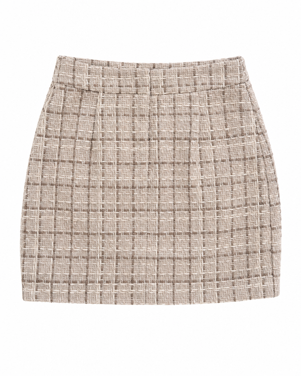 Vero Moda VMMiley HR Short Tweed Skirt - Oatmeal