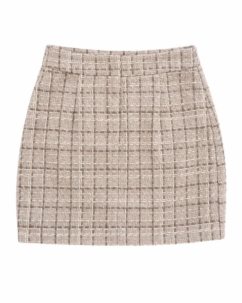 Vero Moda VMMiley HR Short Tweed Skirt - Oatmeal