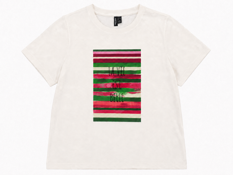 Vero Moda Curve La Vie Est Belle Print Top - Snow White