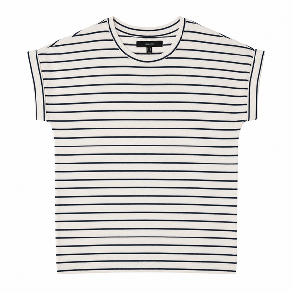 Vero Moda VMBrian Neck SS Pullover - Snow White w/ Black